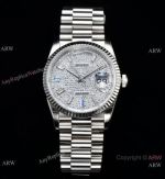 Swiss Rolex Day-Date 36mm CSF Clone 2836 Diamond-Paved Dial Men Watch